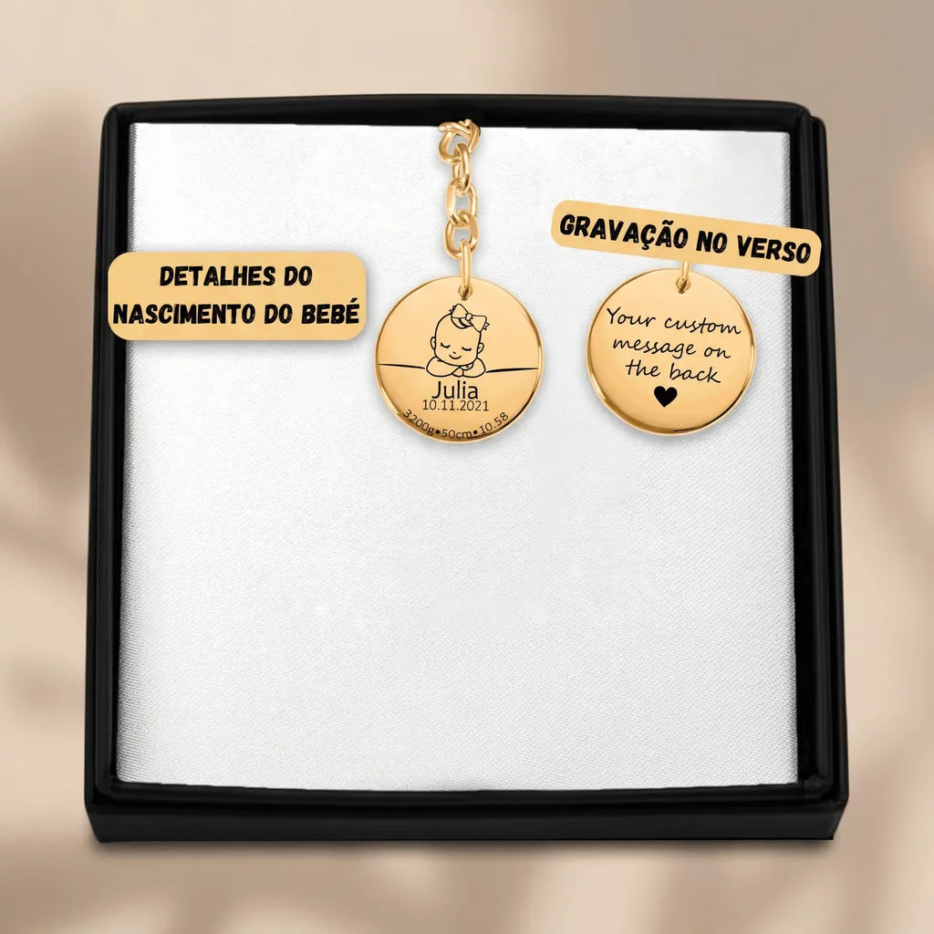 Bem vindo ao Mundo - Medalha - Porta-Chaves